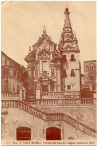 Chiesa di S.Gregorio distrutta dal terremoto del 1908, la scalinata comunque esiste ancora in Via XXIV Maggio, da qui Goethe cant Messina...